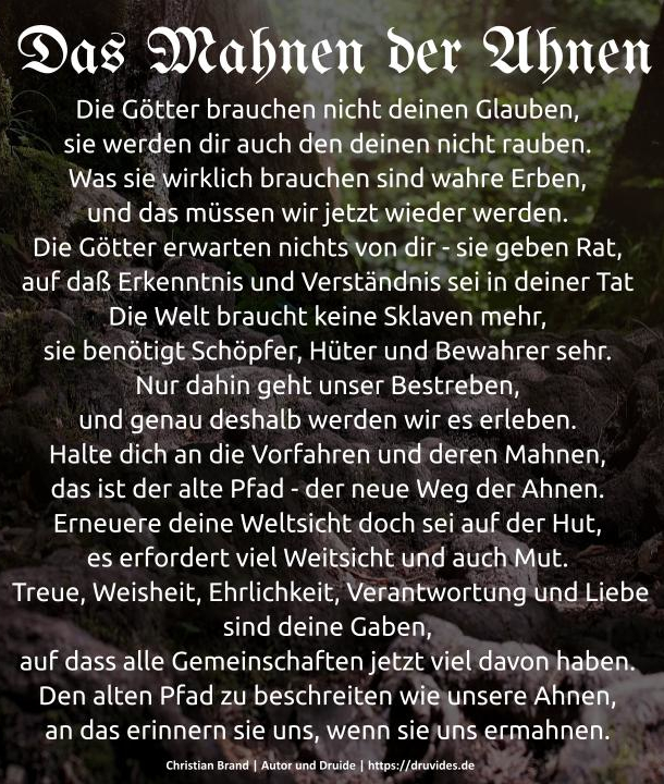 Das Mahnen der Ahnen - Ein Gedicht aus der Reihe Druidenwort